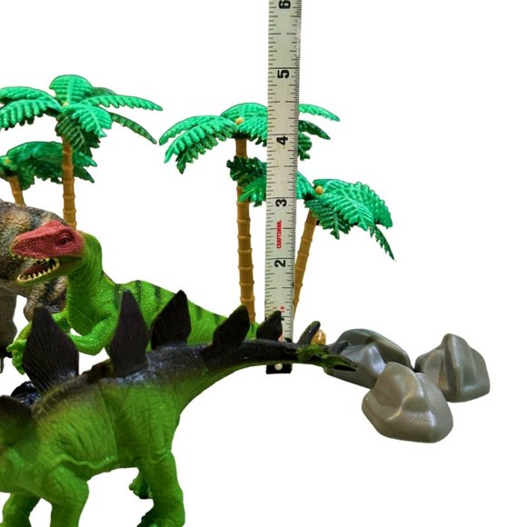 Plastic Toy Pre-historic Dinosaurs Hard Plastic Lot of 8 + Trees & Boulders - Picture 7 of 7